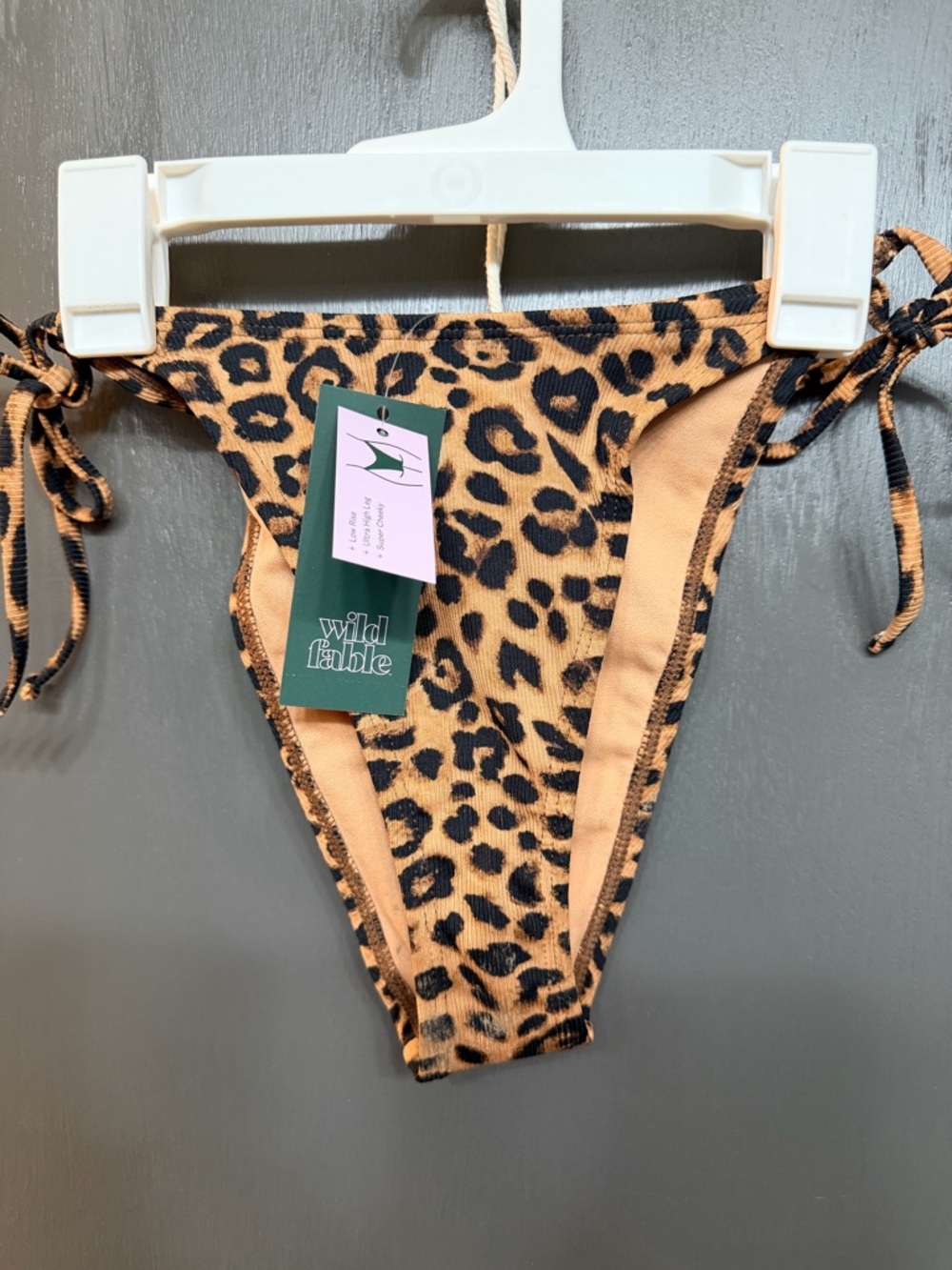 wild fable Leopard Print Tie-Side Bikini Bottoms - Tan/Black